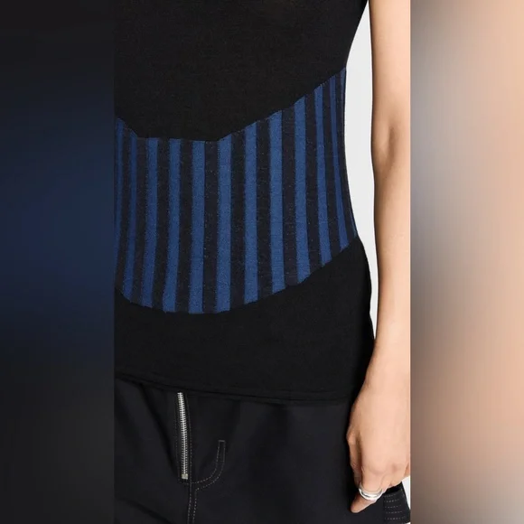 DION LEE Designer Blue/Black Two Tone Bone Corset Wool Blend Tank Top size 4 - Picture 5 of 12